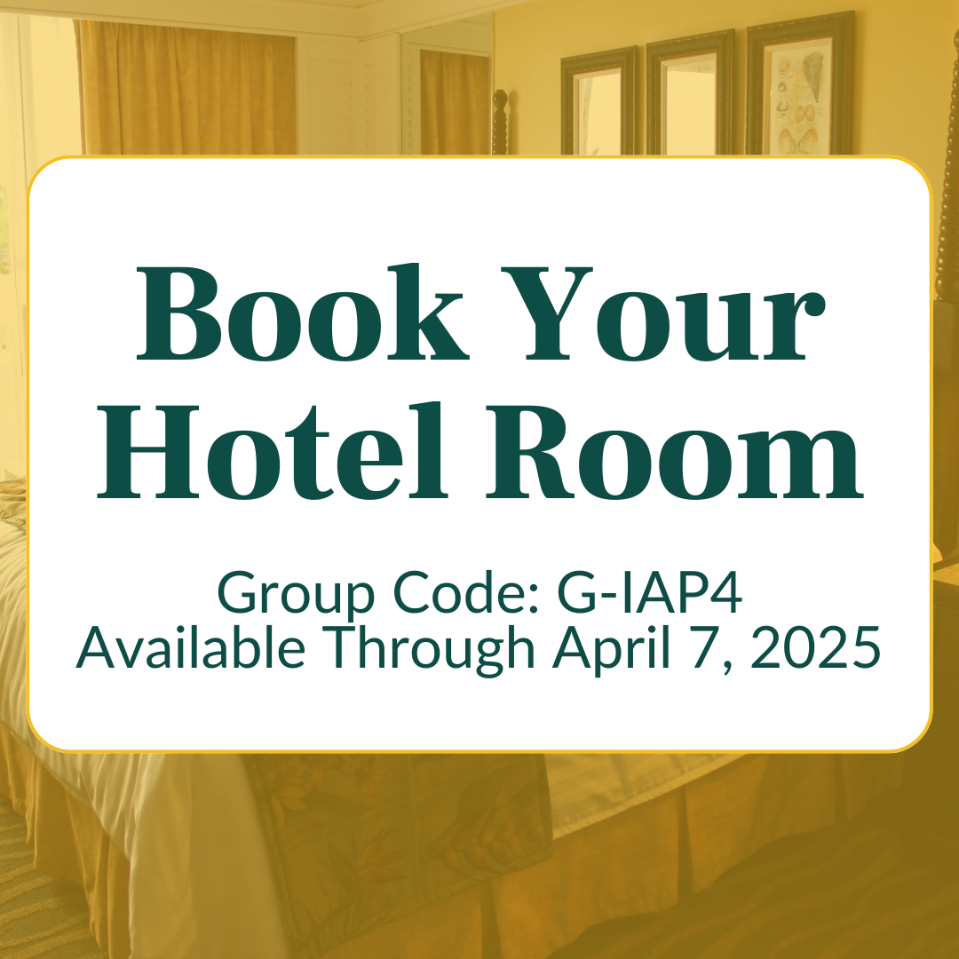 Book your hotel room. Group code G-IAP4